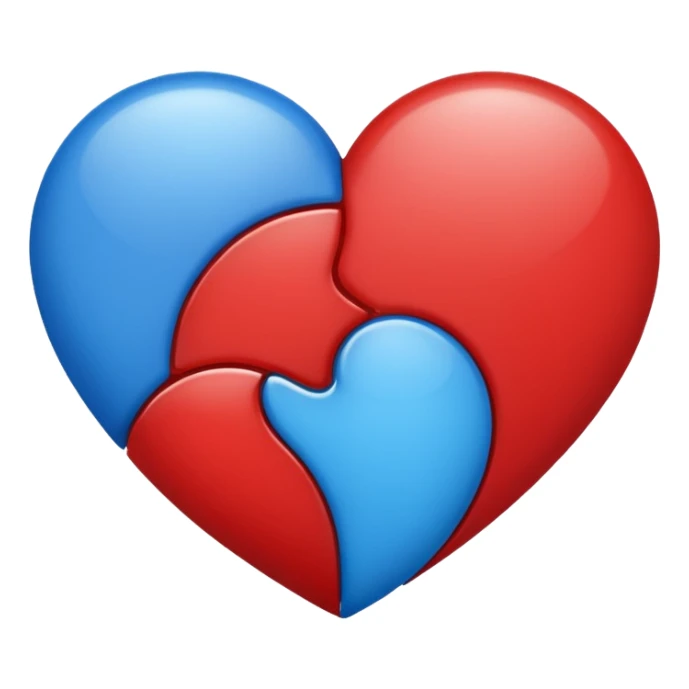 a heart made of the two colors red and blue sticker