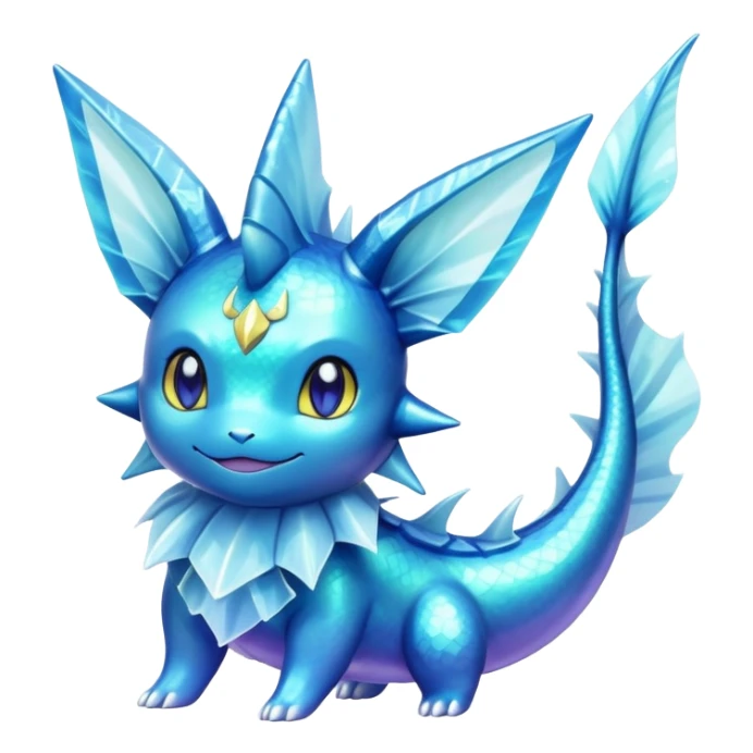 Shiny colorful Vaporeon-Aurorus-Amaura-Pokémon-hybrid-creature sticker