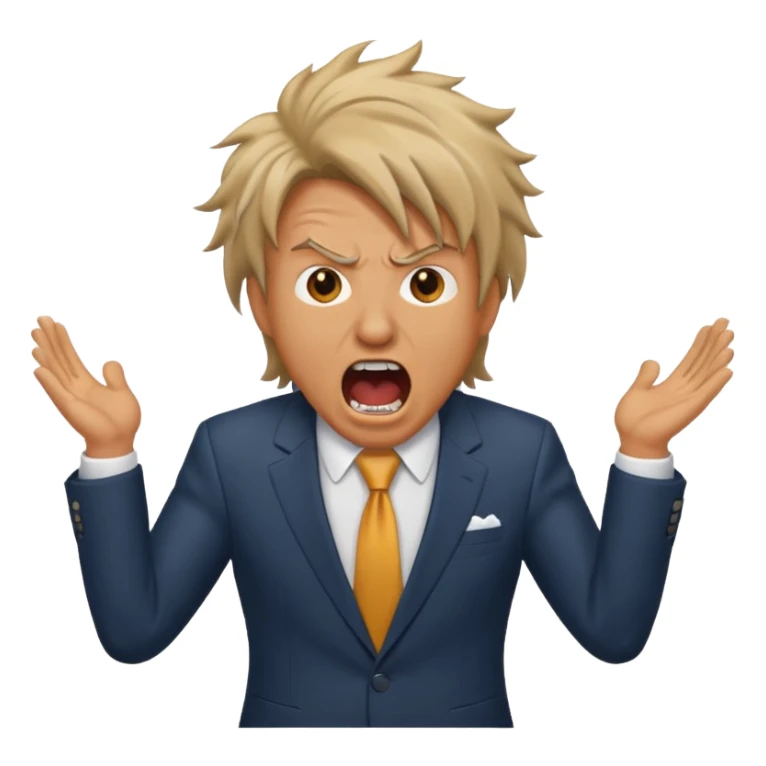 screaming man, with hair, in a suit sticker