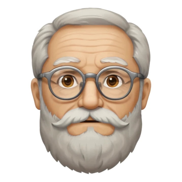 old man with big, scruffy beard wearing glasses sticker