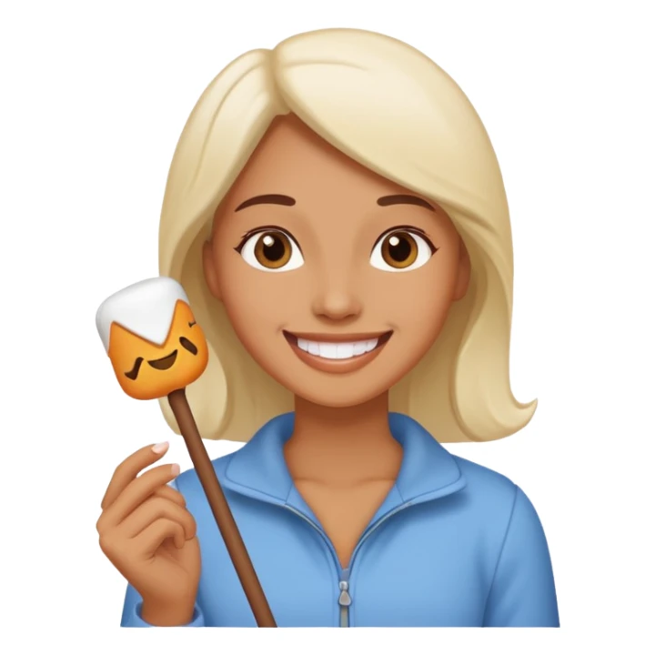 woman holding marshmallow stick sticker