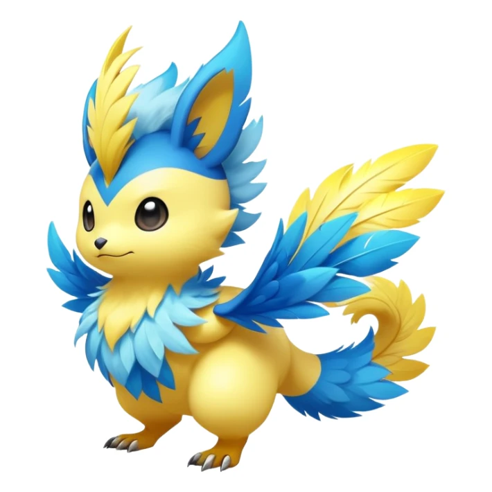 Elemental Flying-type-Electric-type colorful exotic cute chibi anime-style Pokémon-Fakémon-creature sticker