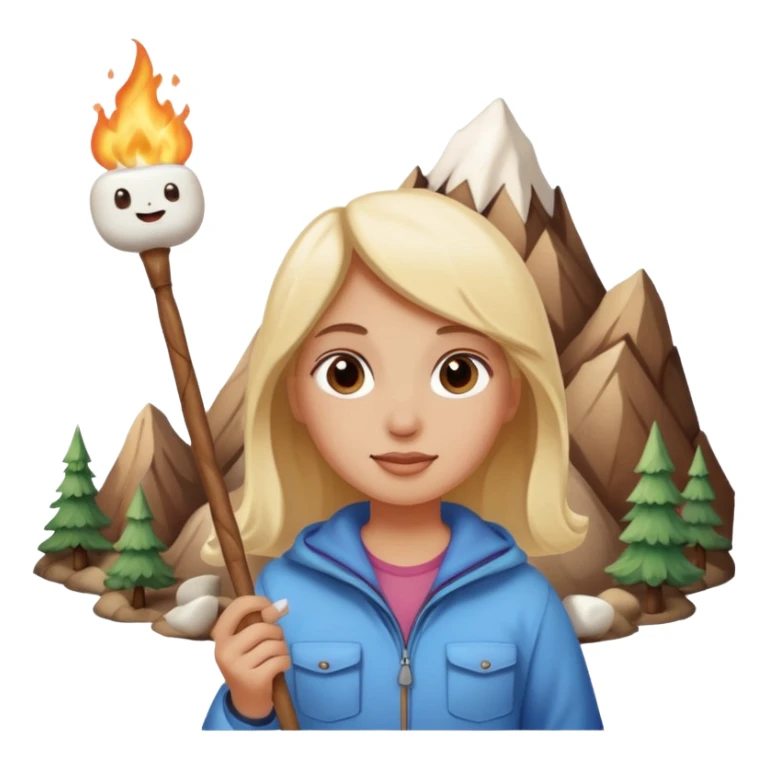 Girl + marshmallow stick, Mountain Campers. sticker