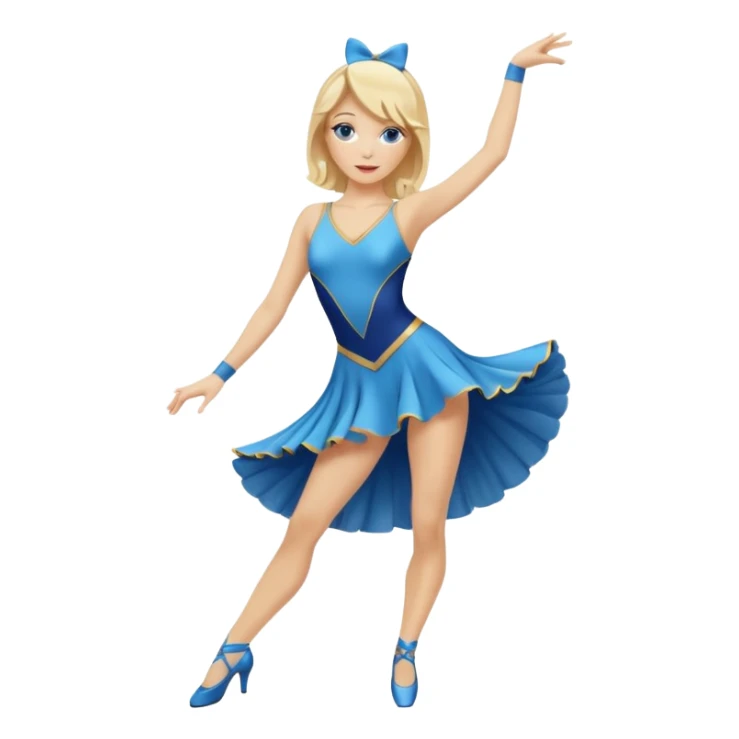 blue jazz style dance costume on blonde full body sticker
