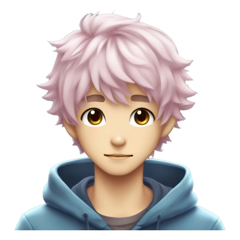 Cute Kawaii Beautiful Gorgeous Sparkly Shiny Blushing Anime Style Catboy With Pretty Hair And Hoodie Trendy Style Outside sticker