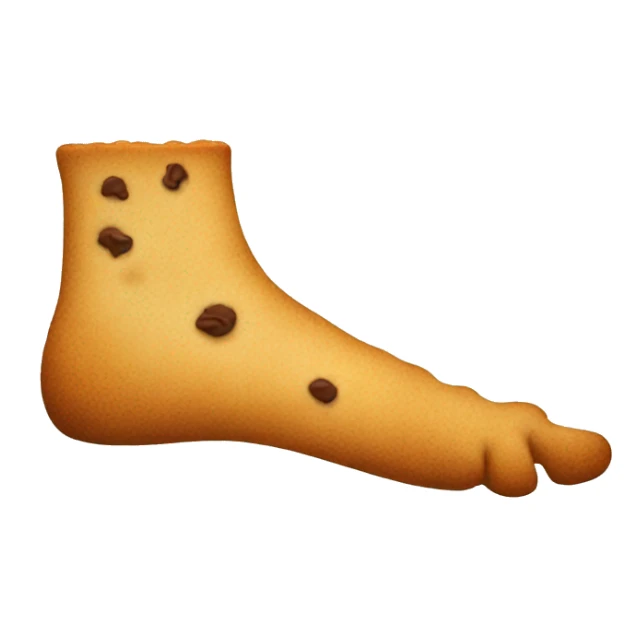 side profile of a foot holding a cookie between the toes sticker