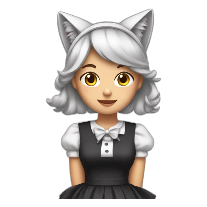 emoji in a maid dress with cat ears sticker