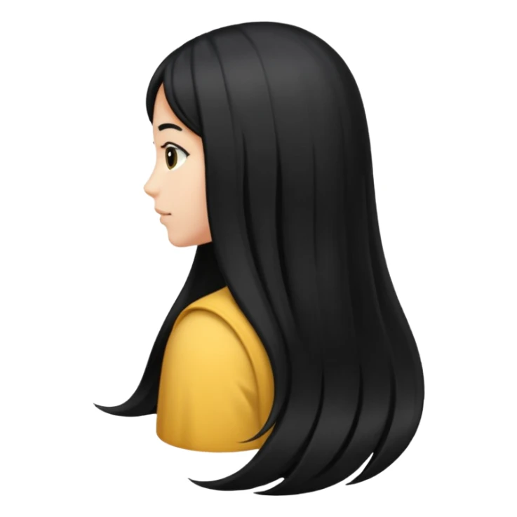 back view of long black hair sticker