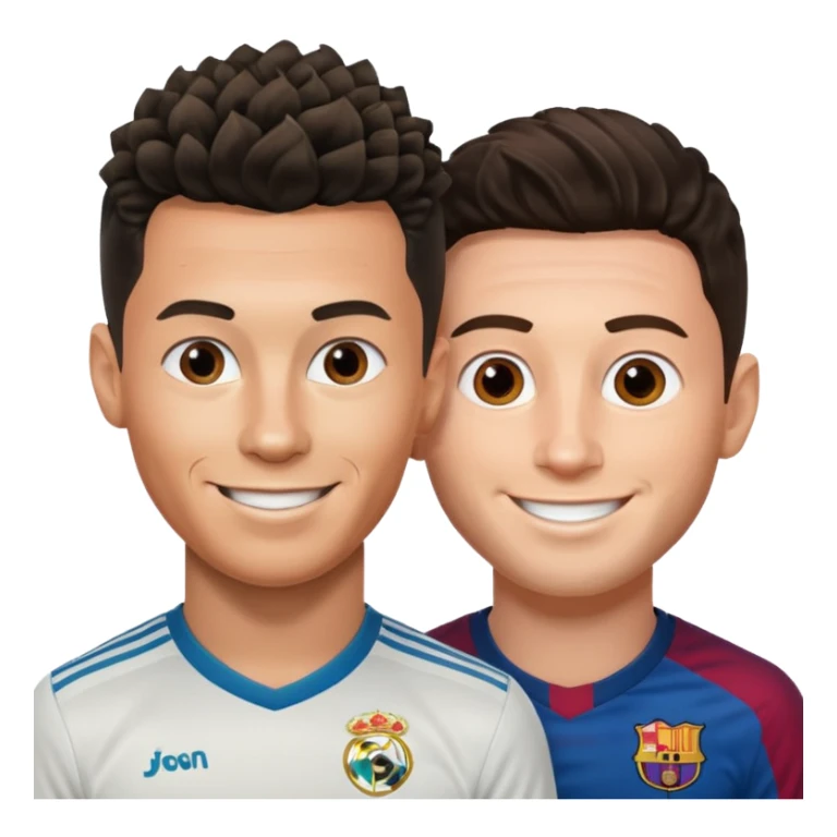 Prime noodle hair ronaldo and prime 2012 messi Smiling in one Photo and make it realistic  sticker