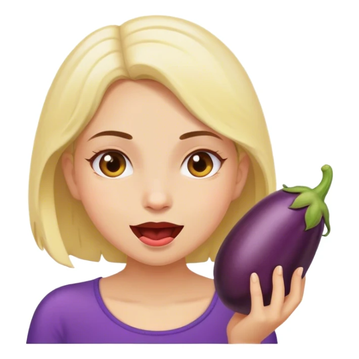 girl eating a eggplant  sticker