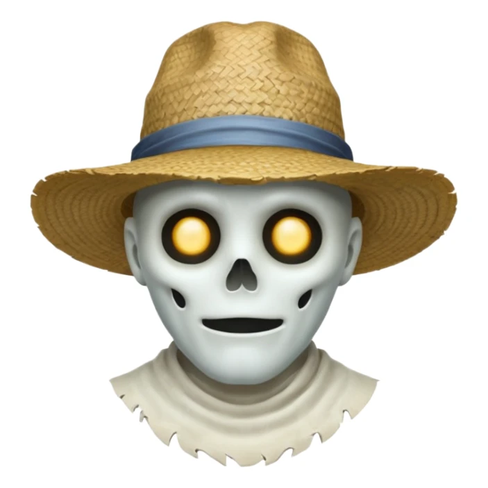 ghost farmer portrait, head and shoulders only, straw hat, spooky pale face, cracked skin, haunted vibe, 3D cartoon, mobile game icon style, clean background, no text, no watermark
 
 sticker