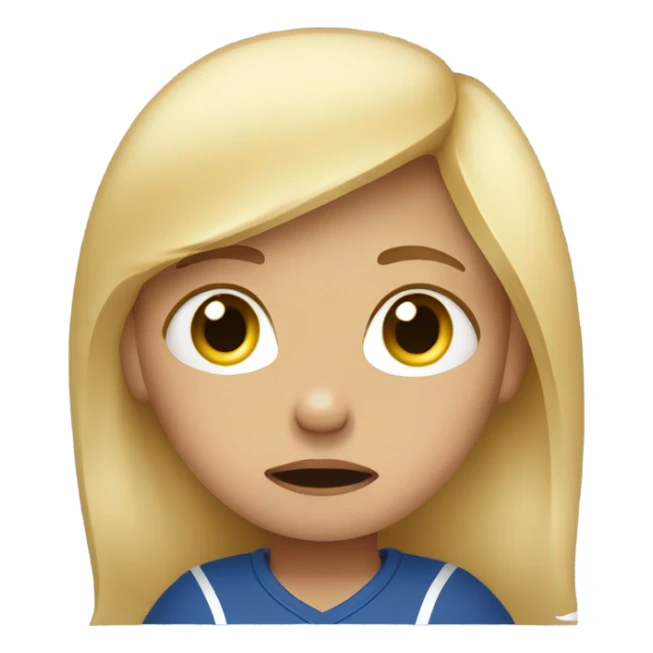 crying girl with blonde hair holding a football sticker