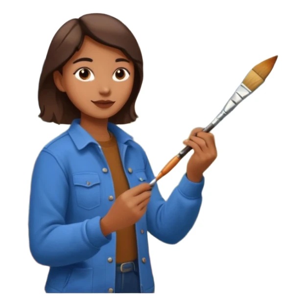 Artist painting a beautiful autumn mountain peak destination on canvas sticker