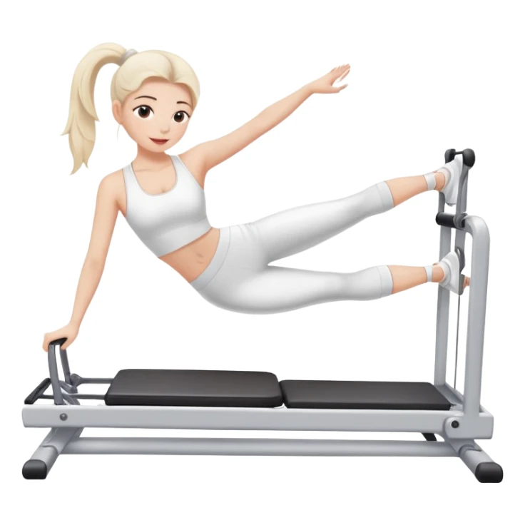  Girl in white playing pilates on pilates machine sticker