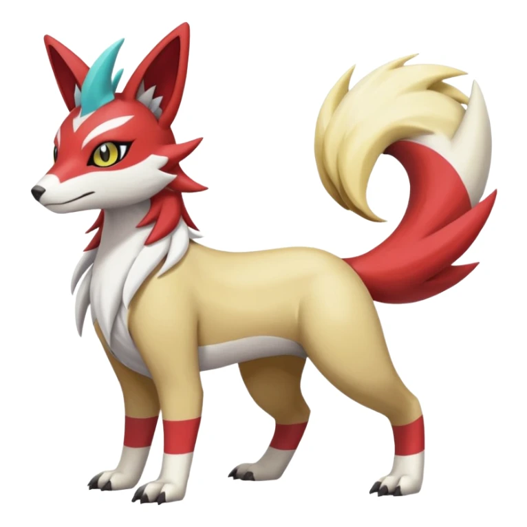 WereGarurumon-Linoone-Meloetta-Renamon-Zangoose-fusion-hybrid-creature (full body) sticker