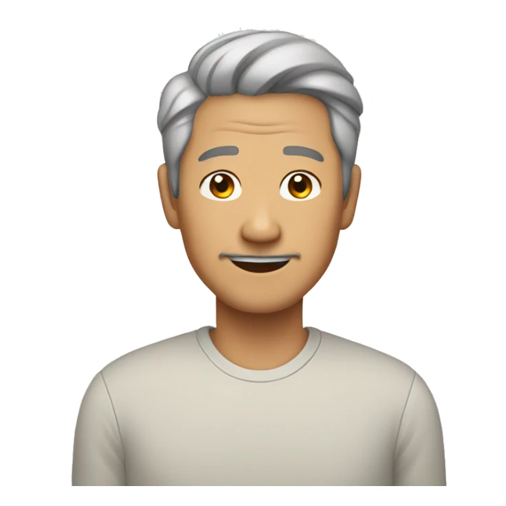 man 60 years old asian, gry hair no mustache sticker