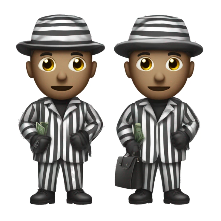 Robber with a bag of money in a striped suit ￼ sticker