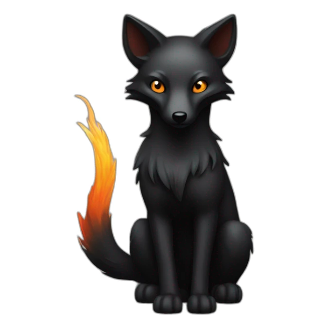 an black fox with nine fiery tails sticker