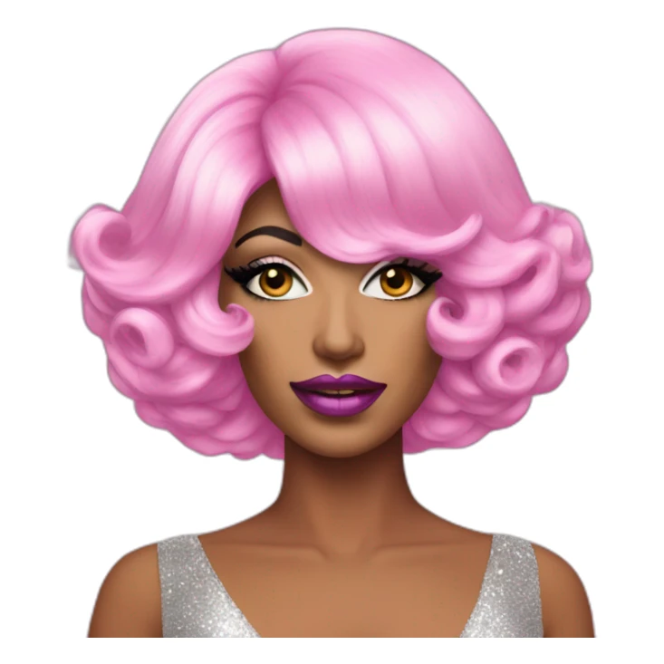 Drag queen wearing a pink wig and extravagant makeup sticker