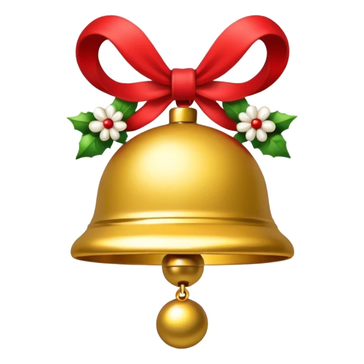cute jingle bell with red and white rope and floral decoratons sticker