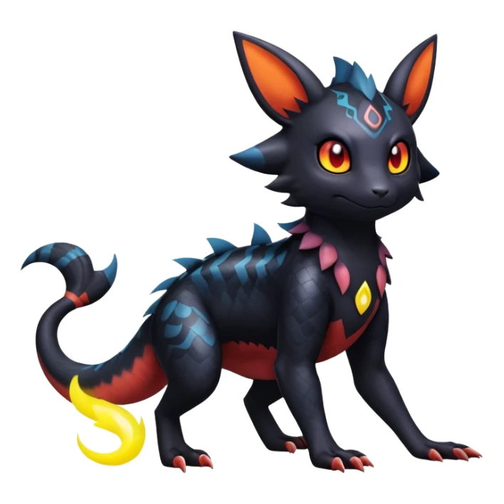 Salandit-Umbreon-Litten-Noibat-Fakémon-hybrid-creature (full body)  sticker
