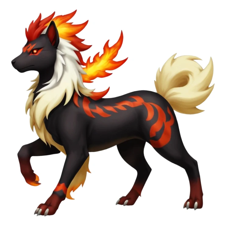 Shiny Exotic Gothic Rapidash-Houndoom-Arcanine-Pokémon-Fakémon-hybrid-creature sticker
