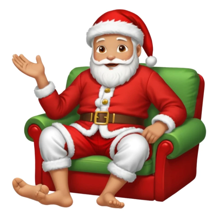 Father Christmas with his feet up and jacket off, resting after completing his deliveries  sticker