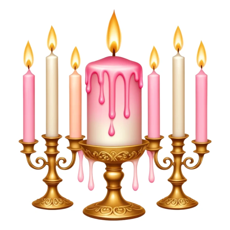 Pastel Reddish-pinkish and gold and white romantic lush sensual warm-colored vintage candles sticker
