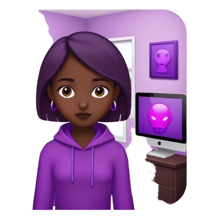 girl black terapy in room whit things purpels  sticker