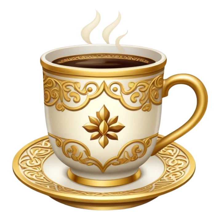 a cup of Saudi coffee, ornate cup sticker