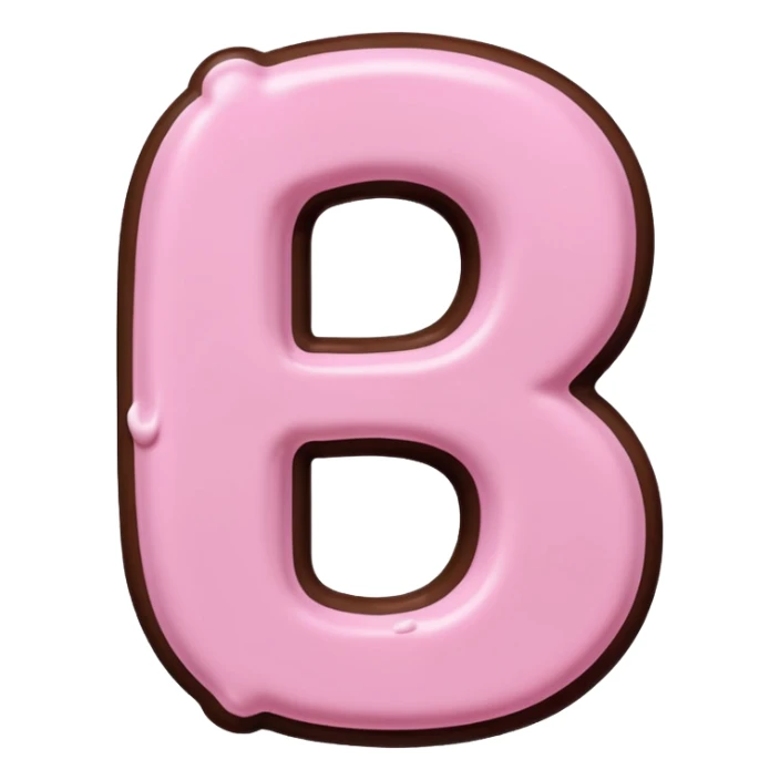 “Single pink bubble letter d, white outline, bottom dipped in chocolate with pink frosting drizzle, kawaii style, glossy, soft shading, clean outline, transparent background, Discord emoji size” sticker