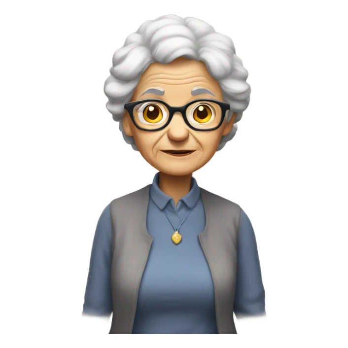 Old lady in glasses standing indoors sticker