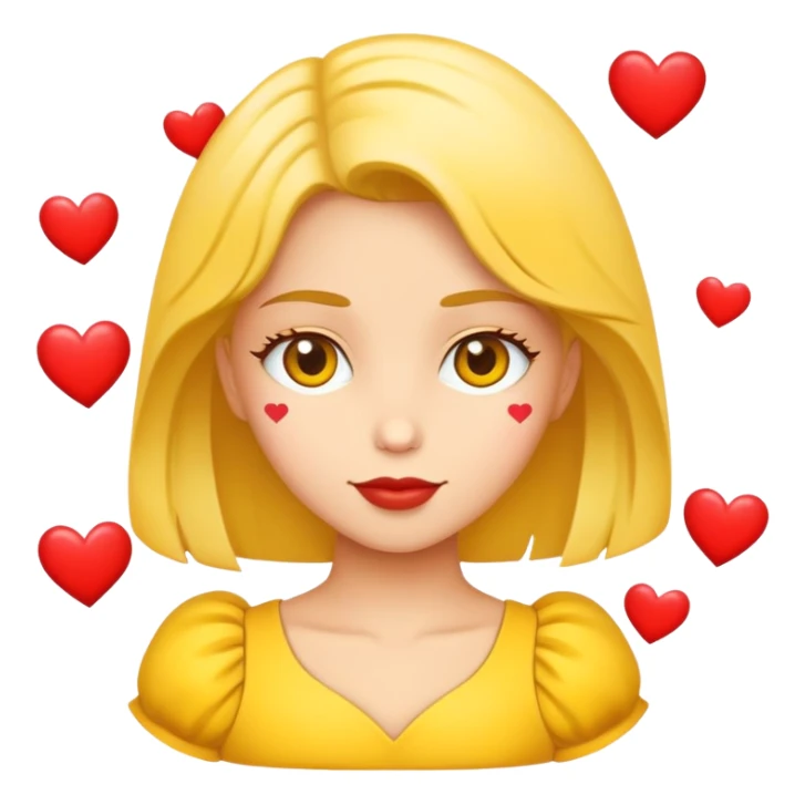 Carita enamorada con corazones amarillos  sticker