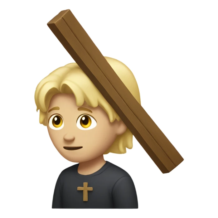 White man with blonde haire carrying a Cross sticker