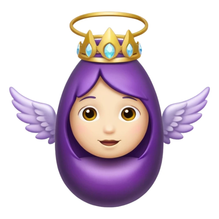 Realistic eggplant from the side wearing an angel halo sticker