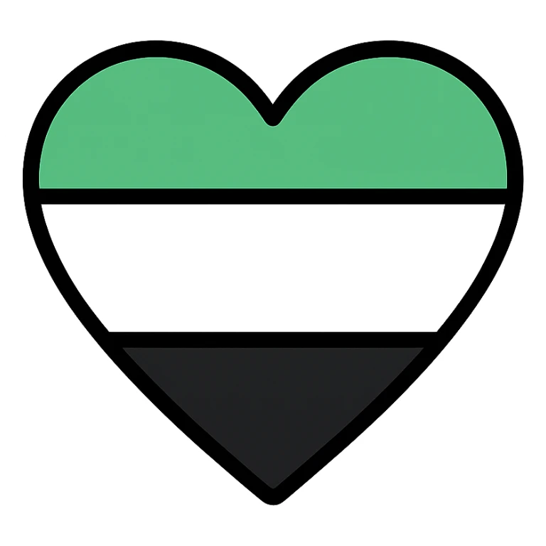 heart with simple and modern horizontal green, black, and white stripes sticker