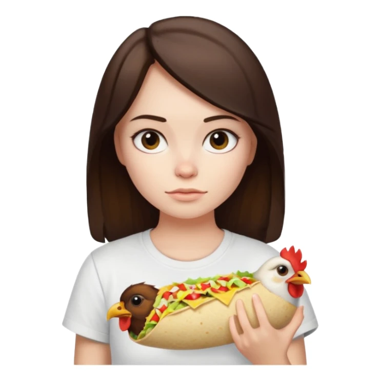 Girl with DARKBROWN  hair "resting chicken burrito face" sticker