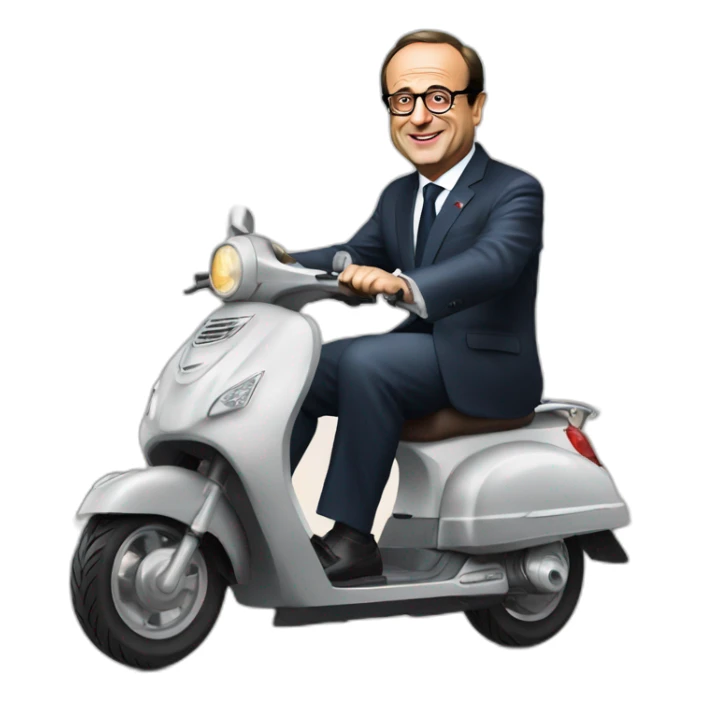 Francois hollande sur un scooter sticker