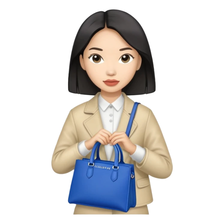 asian woman with Balenciaga bags sticker