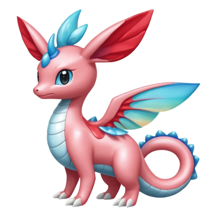 Hydro-elemental Bubbly Shiny Scaley Iridescent Cute Salamence-Milotic-Sylveon-Fakémon-fusion (full body) sticker