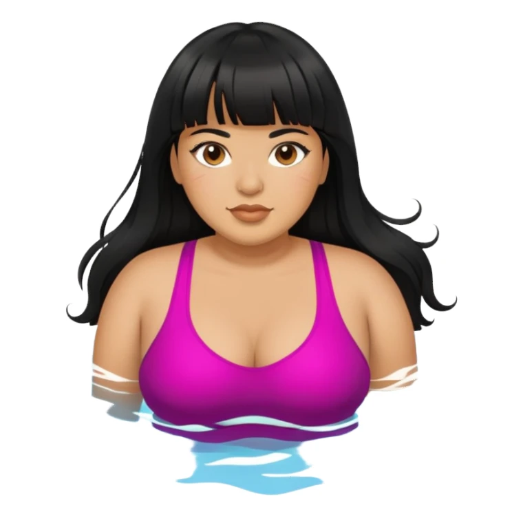Latina female with bangs black long hair plus size swimming  sticker