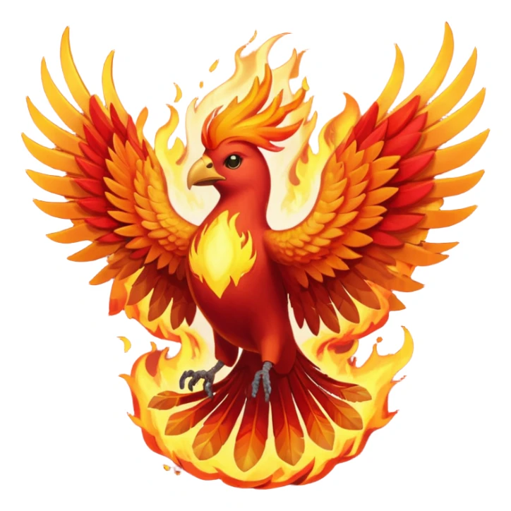 Phoenix force from marvel in a shape of flame bird face to screen with spread wings sticker