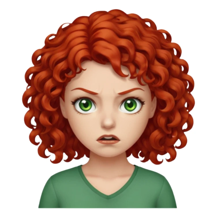 👩🏻‍🦰curly hair angry  but cute green eyes sticker