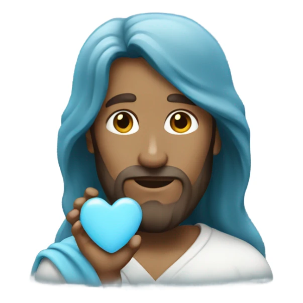 Jesus holding a light blue heart  sticker