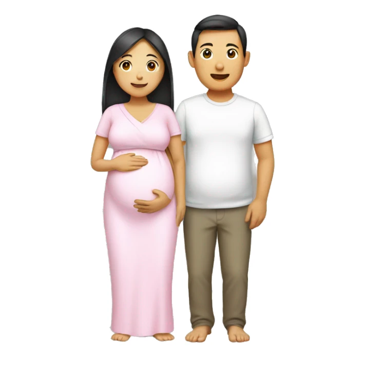 Pregnant Asian woman with her husband sticker