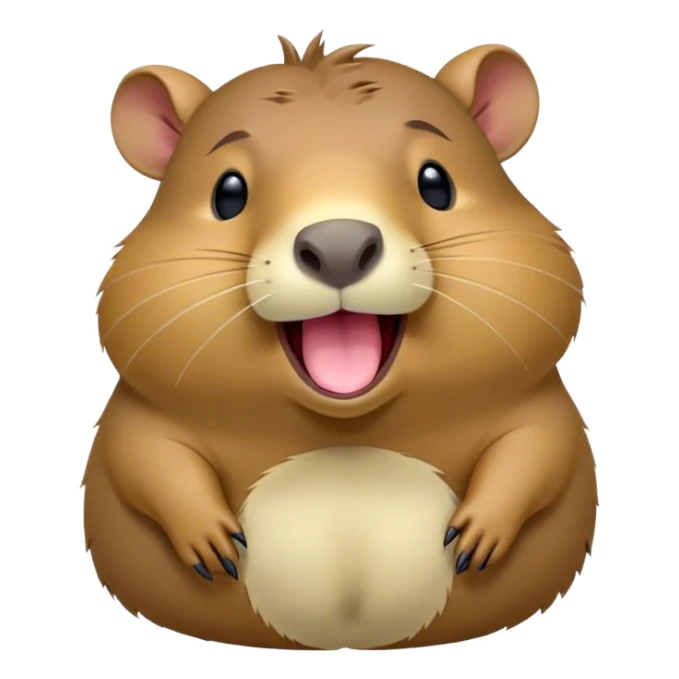 Cinematic Cute Yawning Capybara Portrait Emoji, Head tilted slightly with a dramatic, wide-open yawn, showcasing a plush, rounded body with drowsy, half-closed eyes and a relaxed expression, Simplified yet irresistibly adorable features, highly detailed, glowing with a soft, cozy natural glow, high shine, relaxed yet expressive, stylized with a dash of whimsical charm, soft glowing outline, capturing the essence of a drowsy yet affectionate guardian that seems ready to stretch out for a nap! sticker
