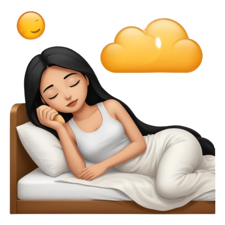 Gorgeous brown woman with long black hair sleeping in bed sticker