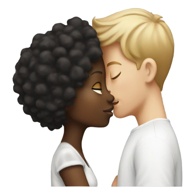 Black girl kissing white boy sticker