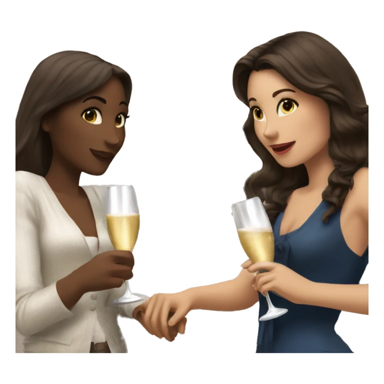 three brunette girls under the eiffel tower drinking champagne sticker