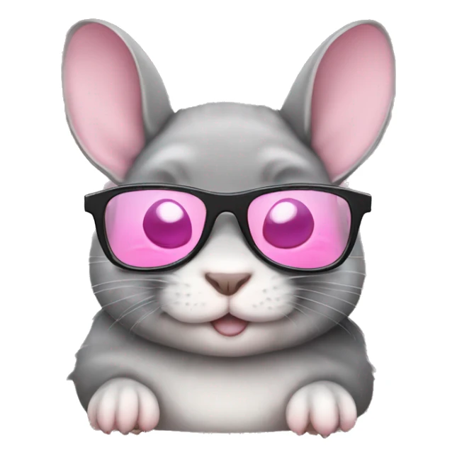 Chinchila with baby Pink glasses sticker